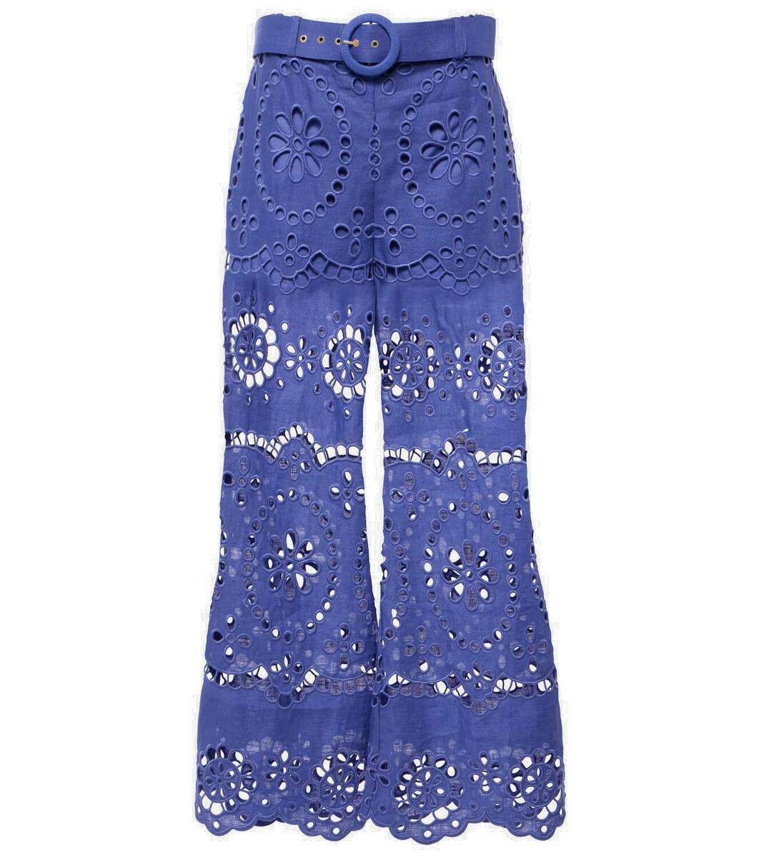 Zimmermann Pop embroidered linen cropped pants Zimmermann