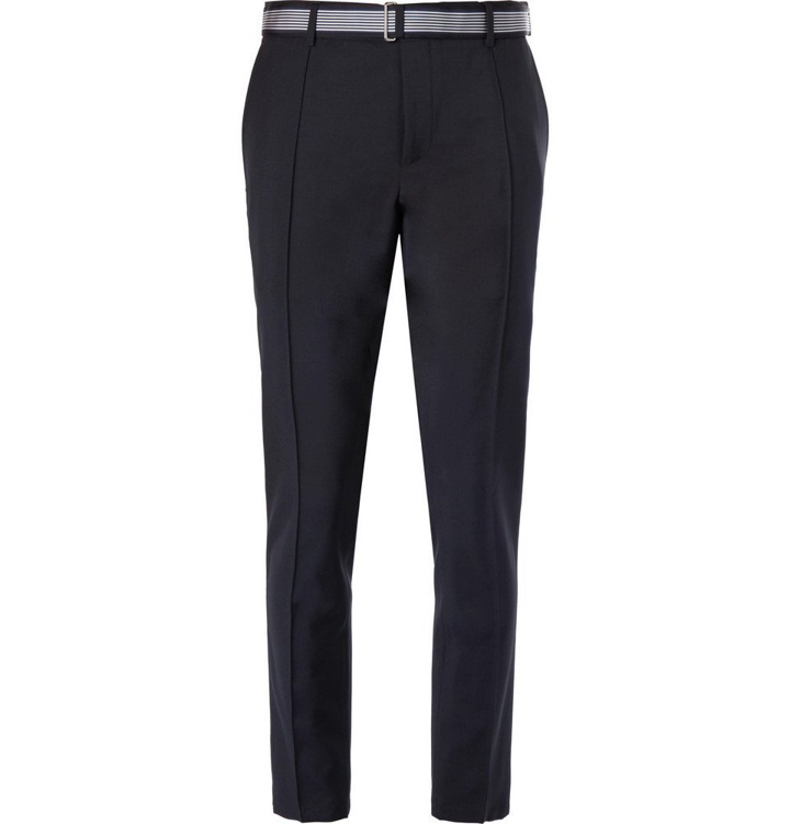 Photo: Valentino - Tapered Wool and Mohair-Blend Trousers - Men - Navy