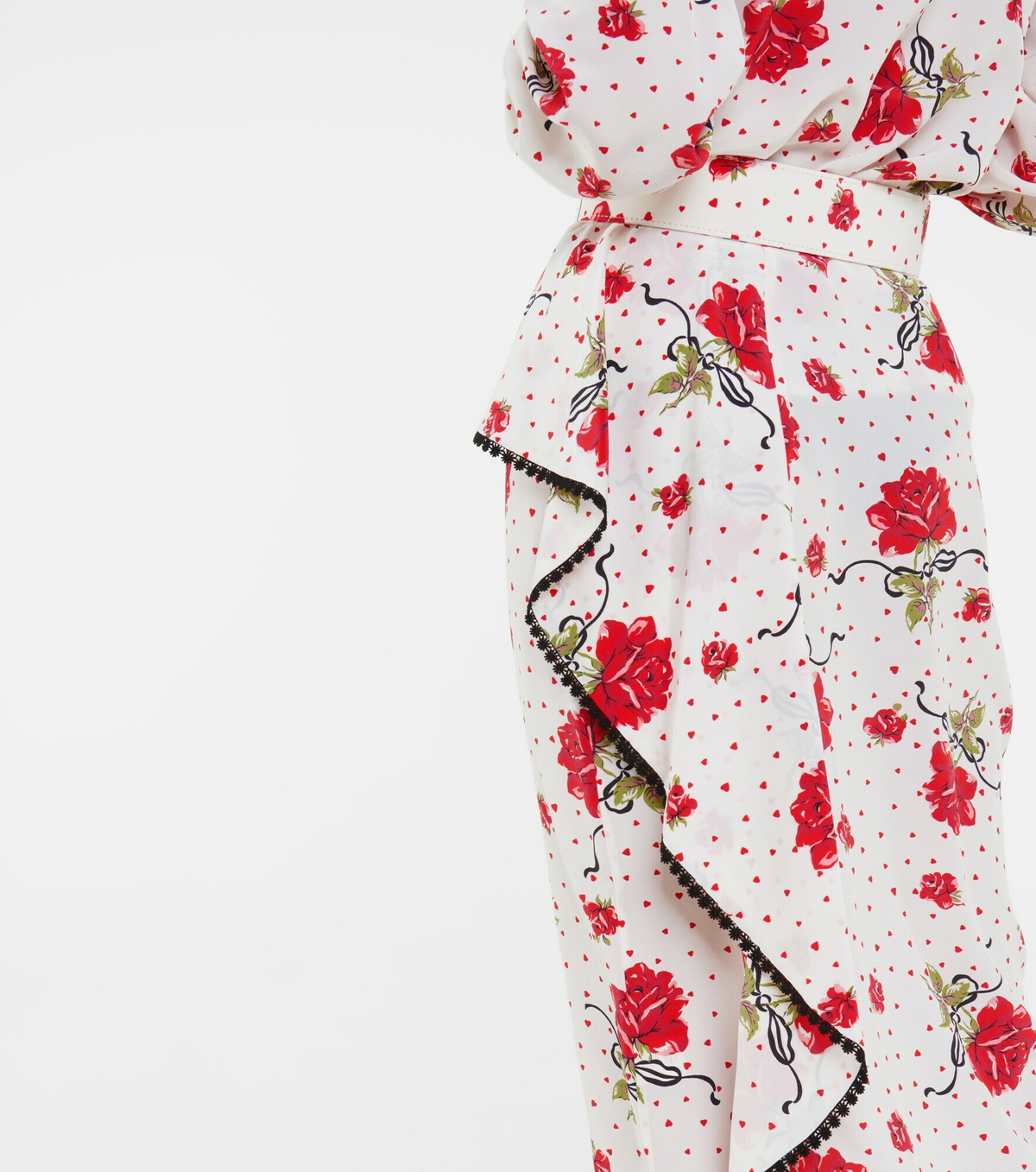 Rodarte - High-rise floral silk crêpe midi skirt