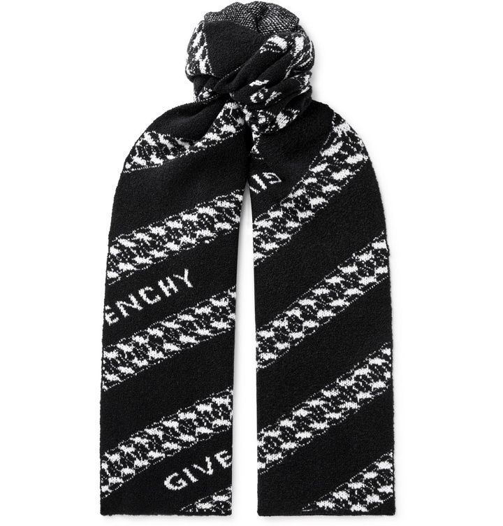 Photo: GIVENCHY - Logo-Jacquard Wool-Blend Scarf - Black