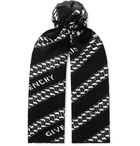 GIVENCHY - Logo-Jacquard Wool-Blend Scarf - Black