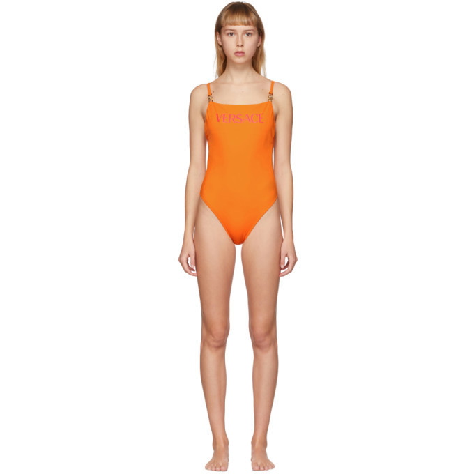 Photo: Versace Underwear Orange Medusa Coin One-Piece Swimsuit