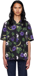 Sunspel Black Floral Shirt