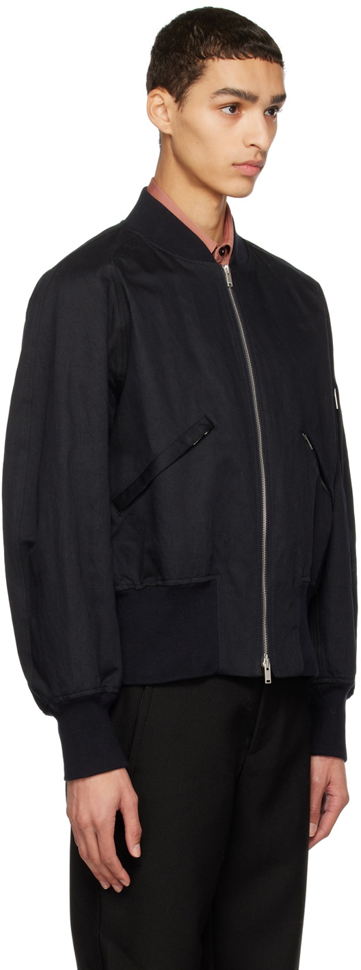 Jil Sander Navy Zip Bomber Jacket Jil Sander