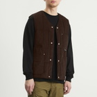 Taion Men's Work V-Neck Button Down Vest in Dark Brown
