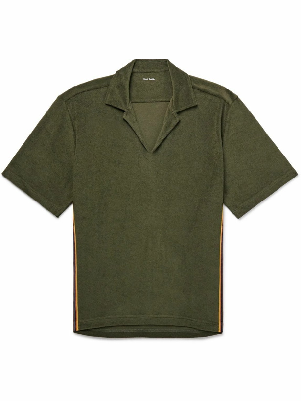 Photo: Paul Smith - Logo-Appliquéd Cotton-Blend Terry Polo Shirt - Green