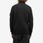 Stone Island Men's Lambswool Quarter Button Knit in Black