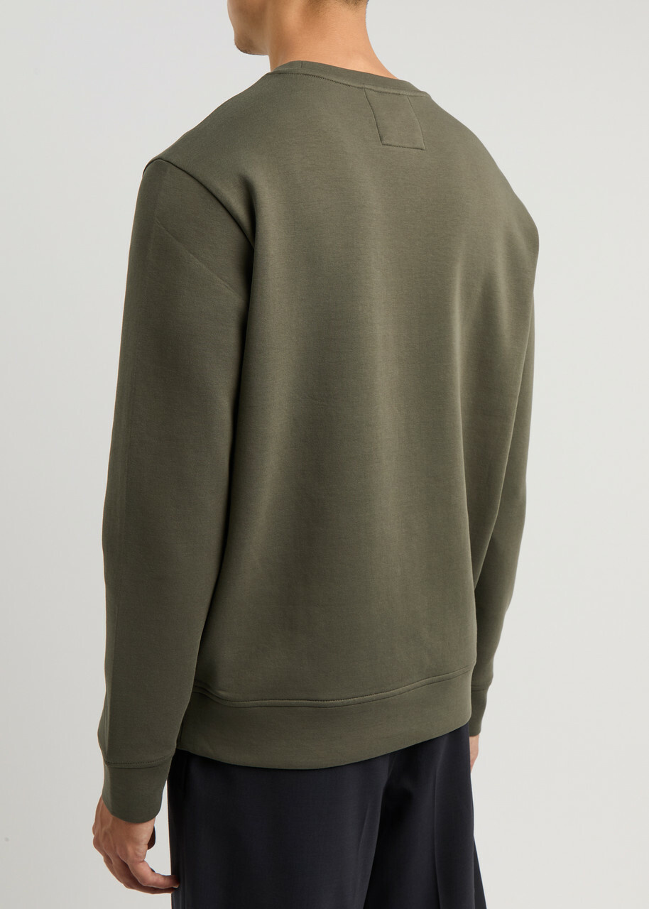 Emporio Armani Logo Stretch-cotton Sweatshirt Khaki