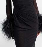 Gucci GG feather-trimmed sheer gown
