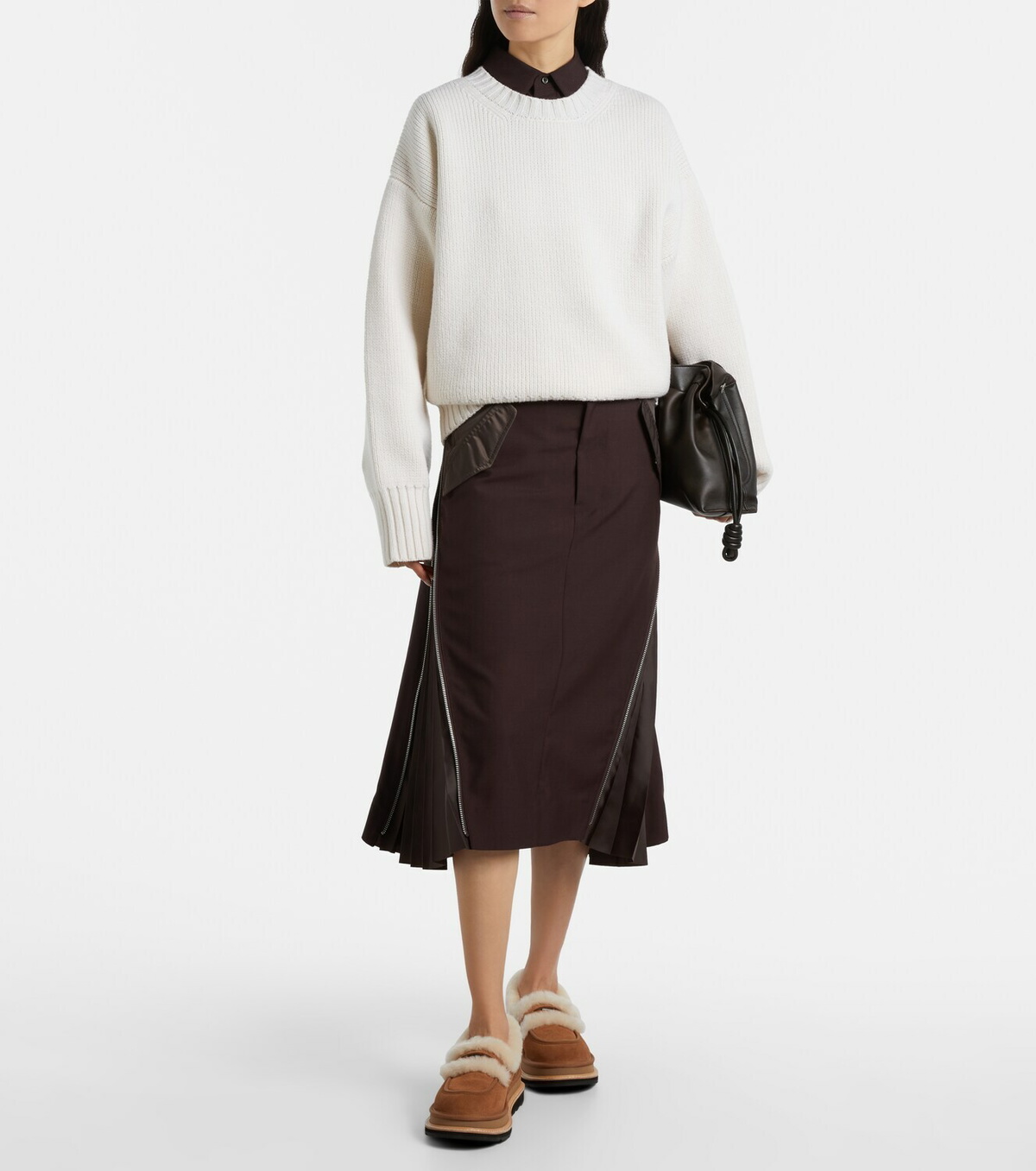 Sacai x UGG suede and shearling penny loafers Sacai
