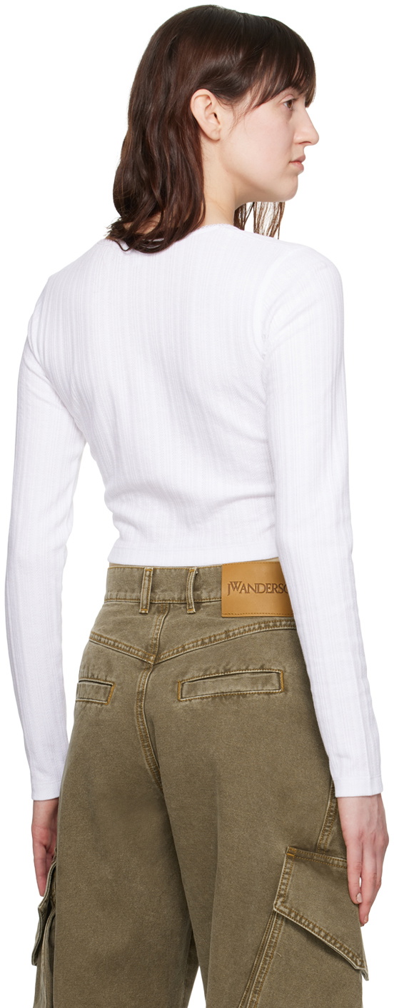 White Cropped Long Sleeve T-Shirt