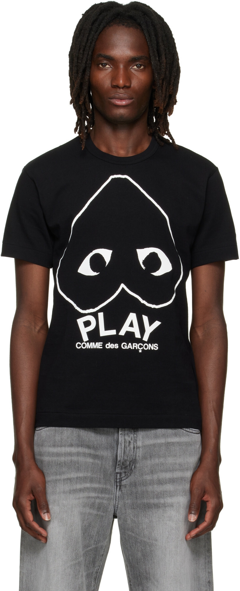 COMME des GARÇONS PLAY Black 'PLAY' Logo Print T-shirt