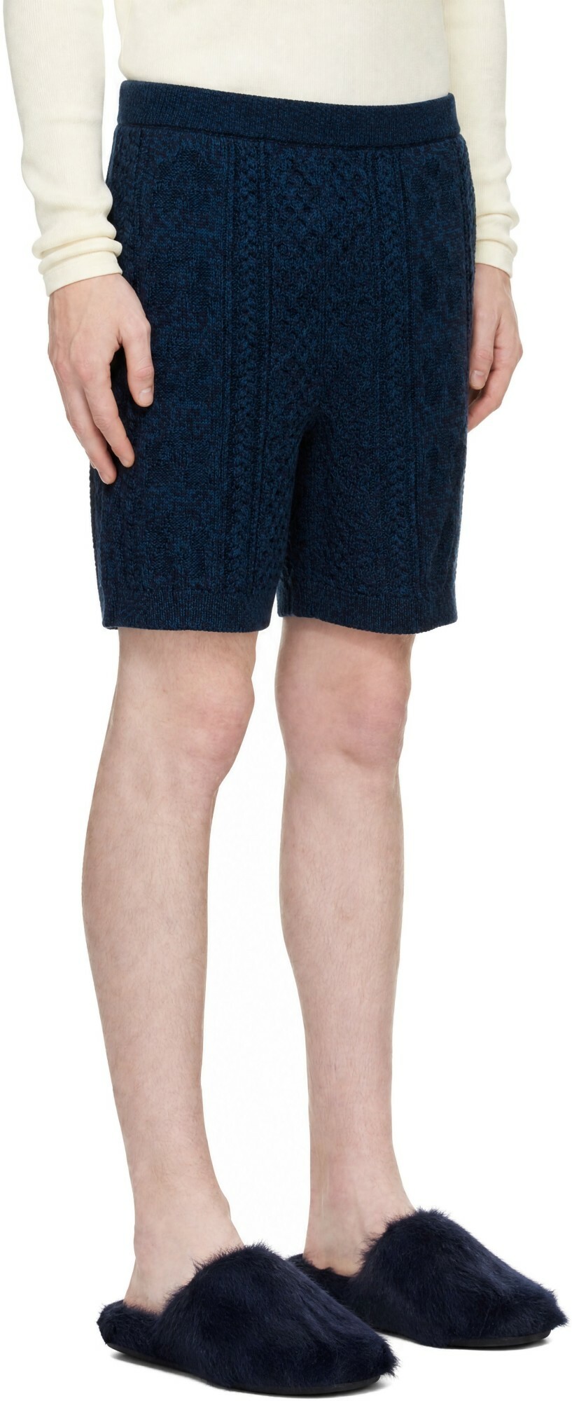 Marni Navy Twisted Cotton Shorts