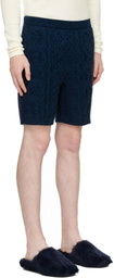 Marni Navy Twisted Cotton Shorts