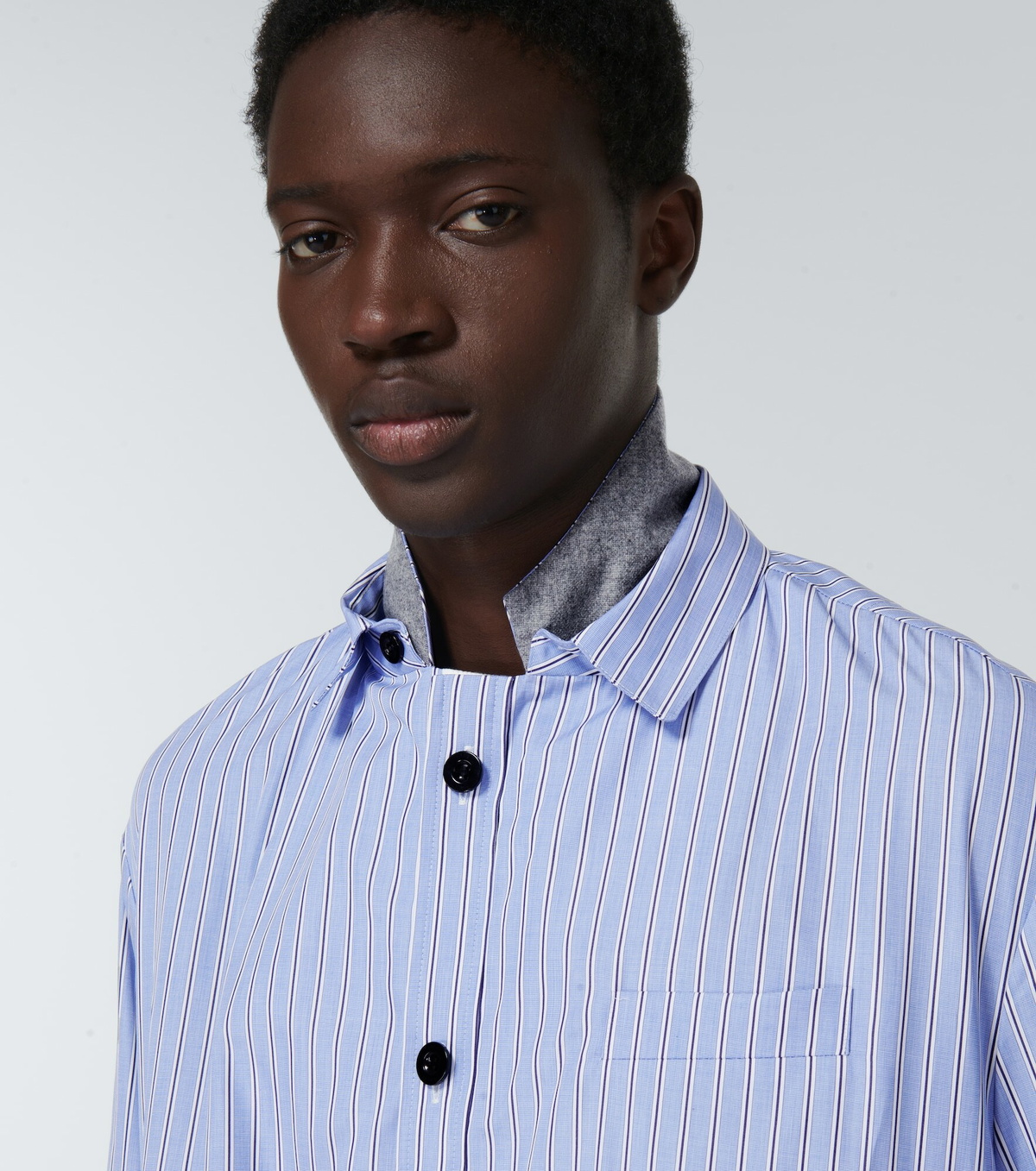 Sacai Men's Cotton Shirt Witht on the Front Black