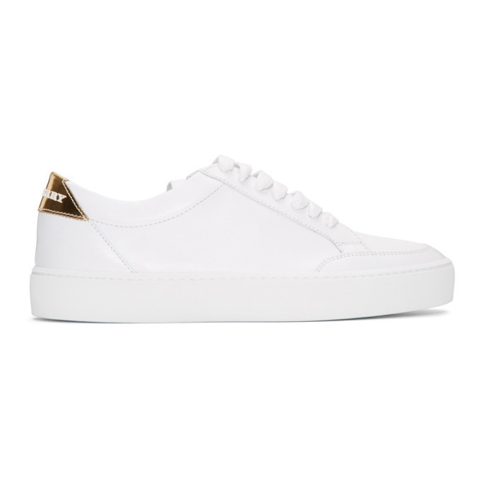 Photo: Burberry White Leather Salmond Sneakers