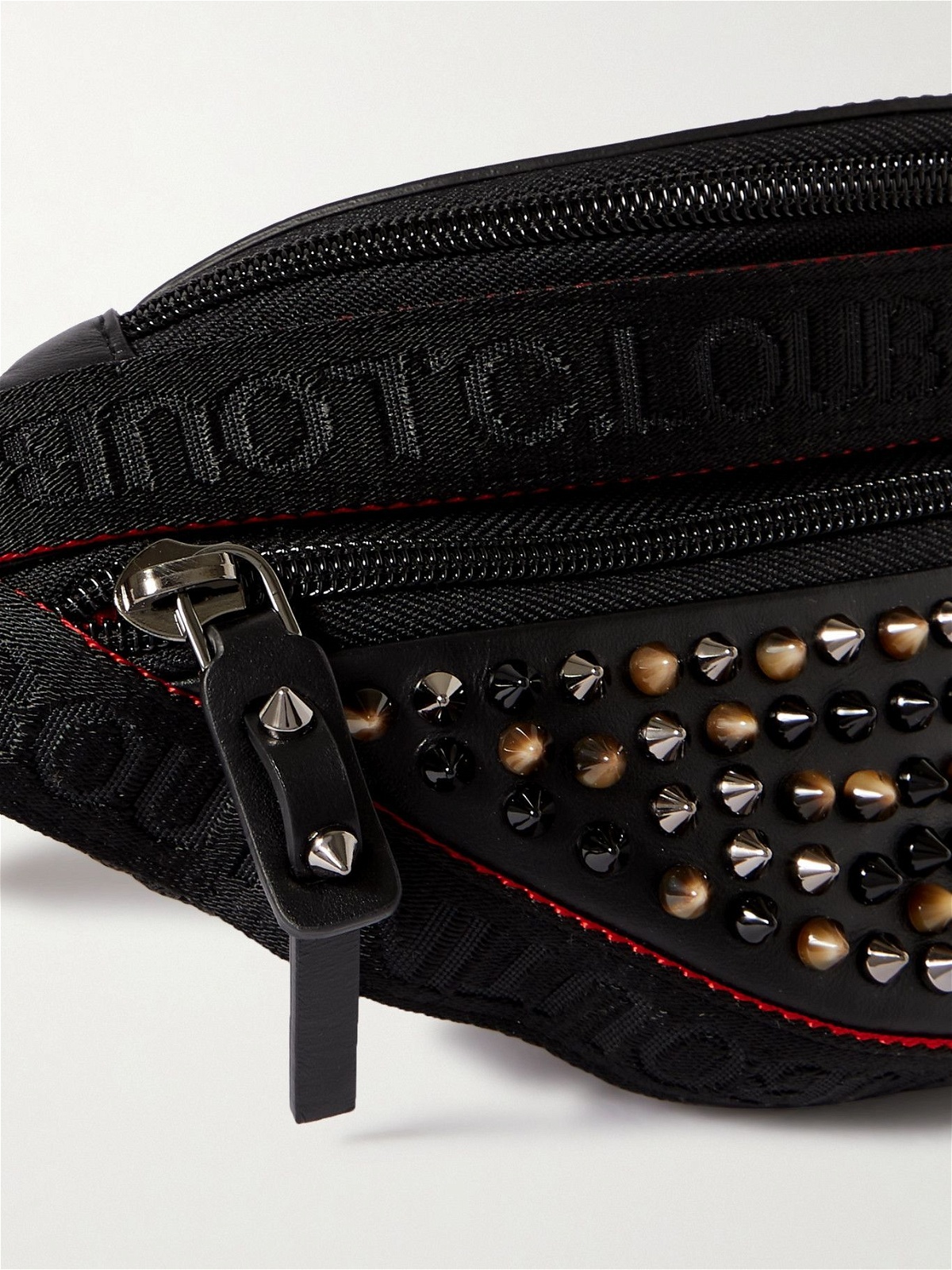 Christian Louboutin Black Nylon and Leather Spike Studded Belt Bag