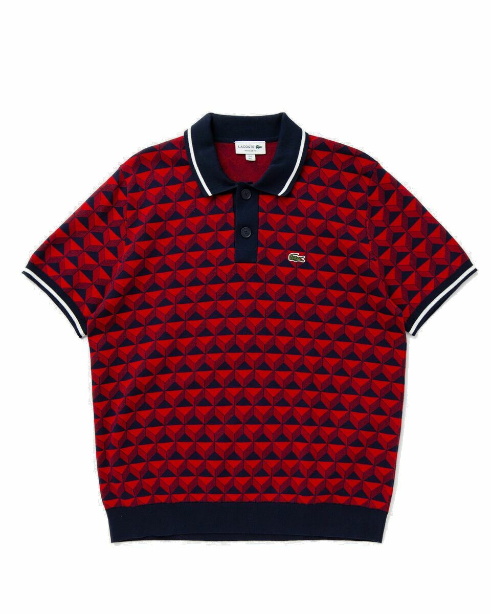 Photo: Lacoste Robert George Motif Polo Collar Sweater Red - Mens - Polos