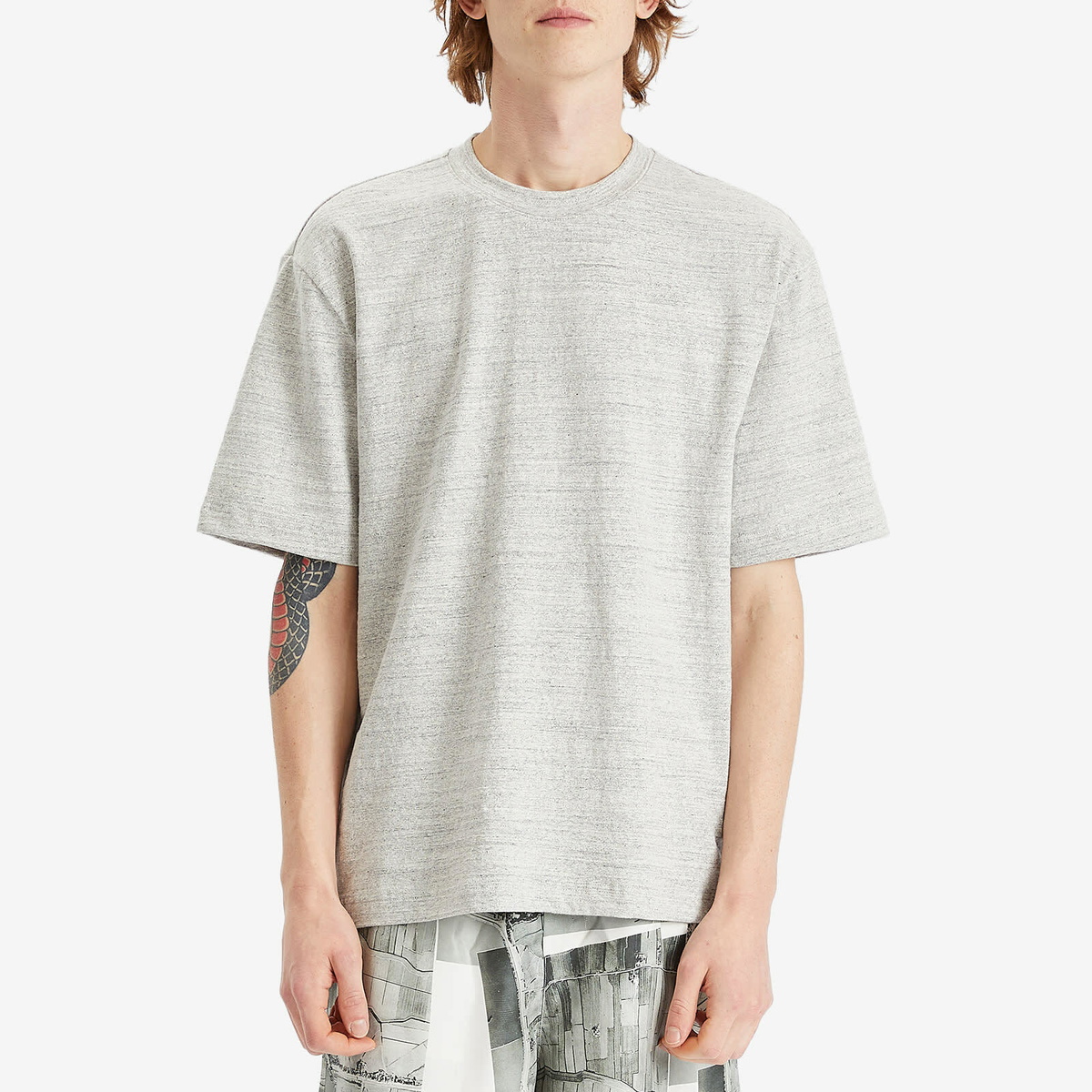 Róhe Men's Japanese Mouliné T-Shirt in Light Grey Melange