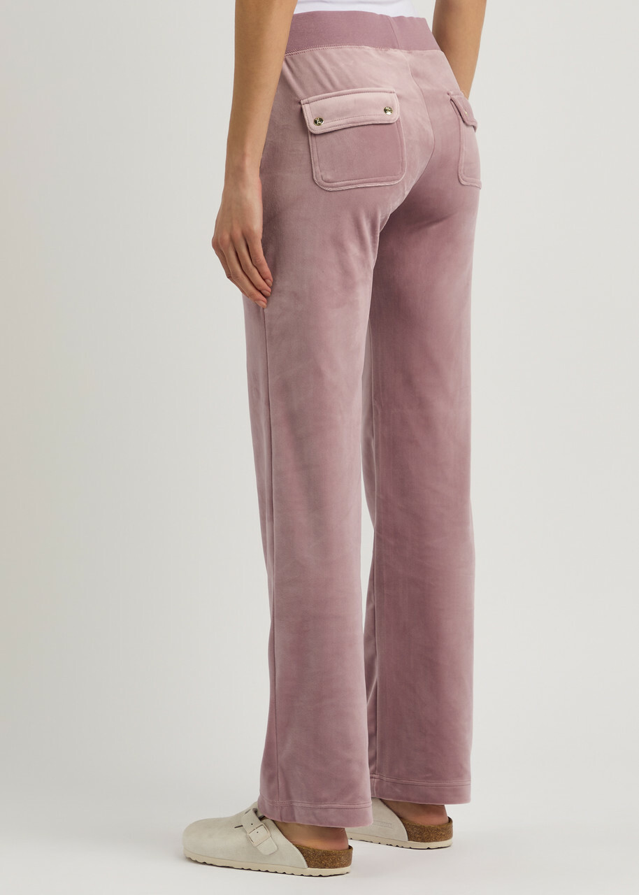 Juicy Couture Del Ray Logo-embroidered Velour Sweatpants Light Pink
