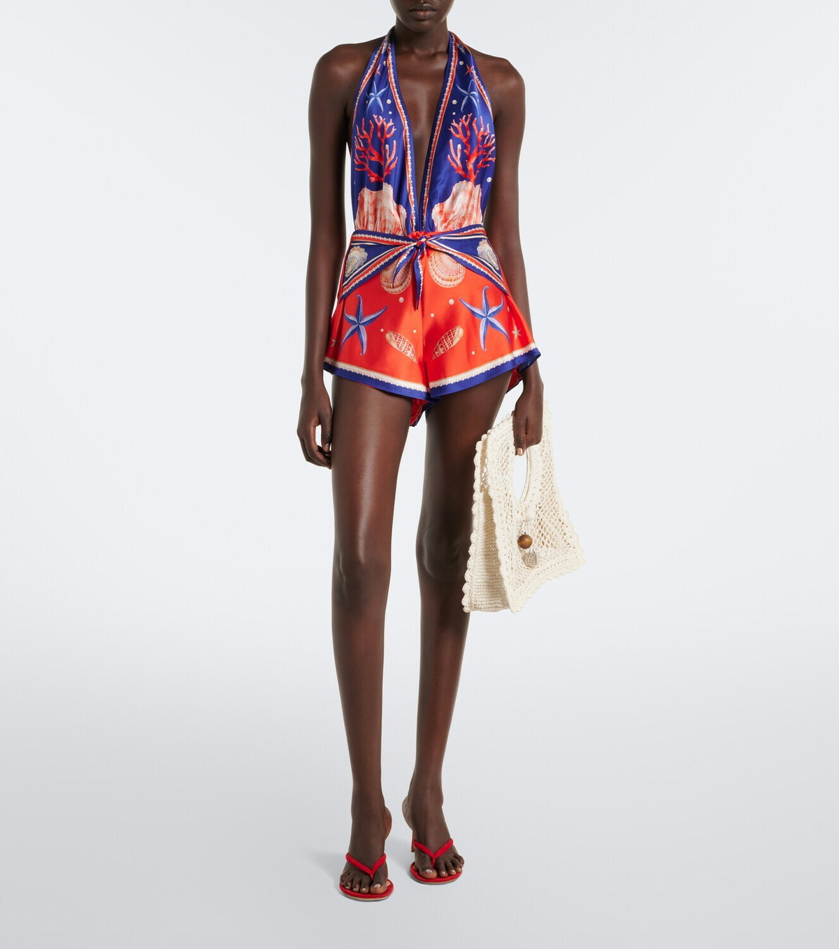 Retrofête Ledda printed silk-blend romper