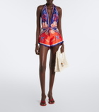 Retrofête Ledda printed silk-blend romper