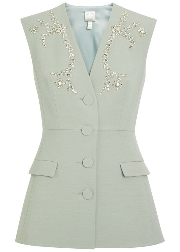 Photo: Huishan Zhang Sigrid Crystal-embellished Woven Vest Grey