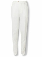 Brunello Cucinelli - Slim-Fit Pleated Linen Trousers - White