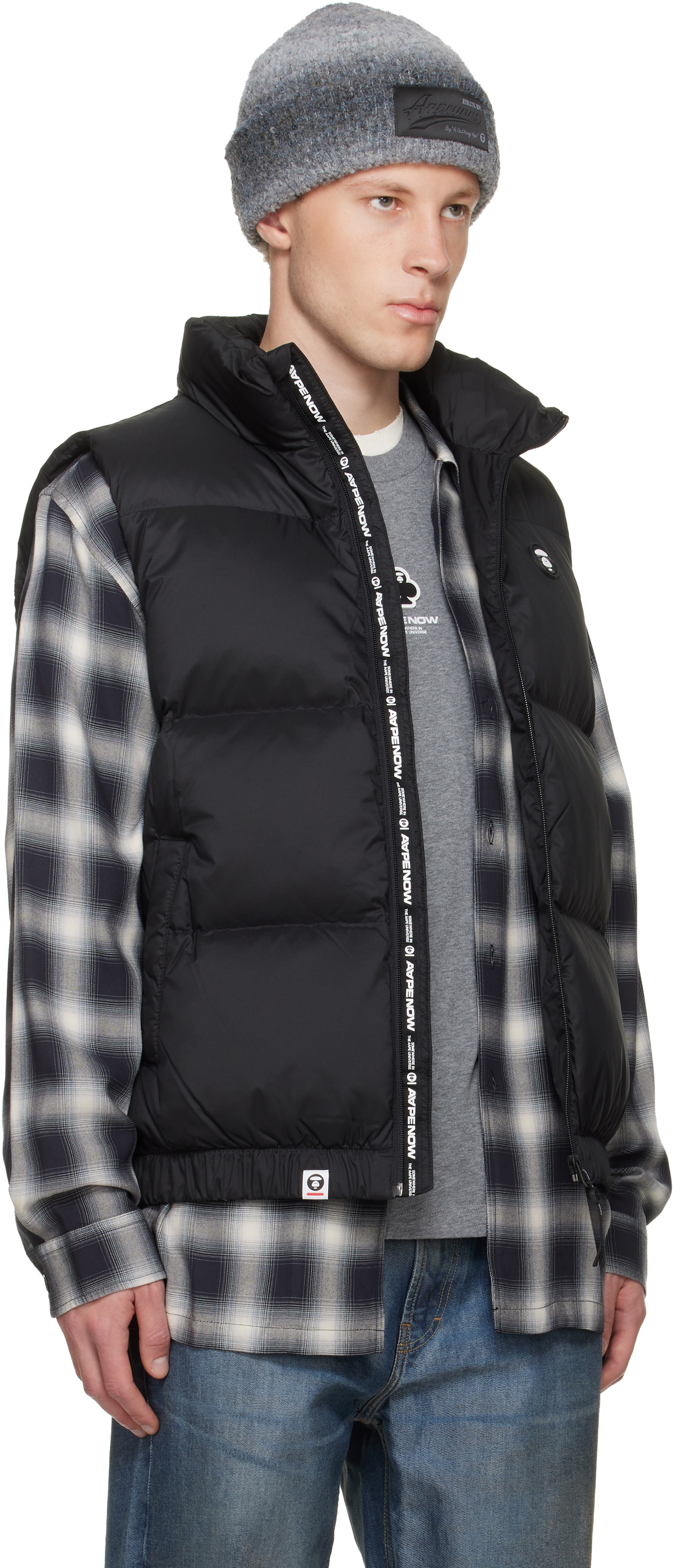AAPE by A Bathing Ape Black 'AAPENOW' Moonface Down Vest