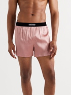 TOM FORD - Velvet-Trimmed Stretch-Silk Satin Boxer Briefs - Pink