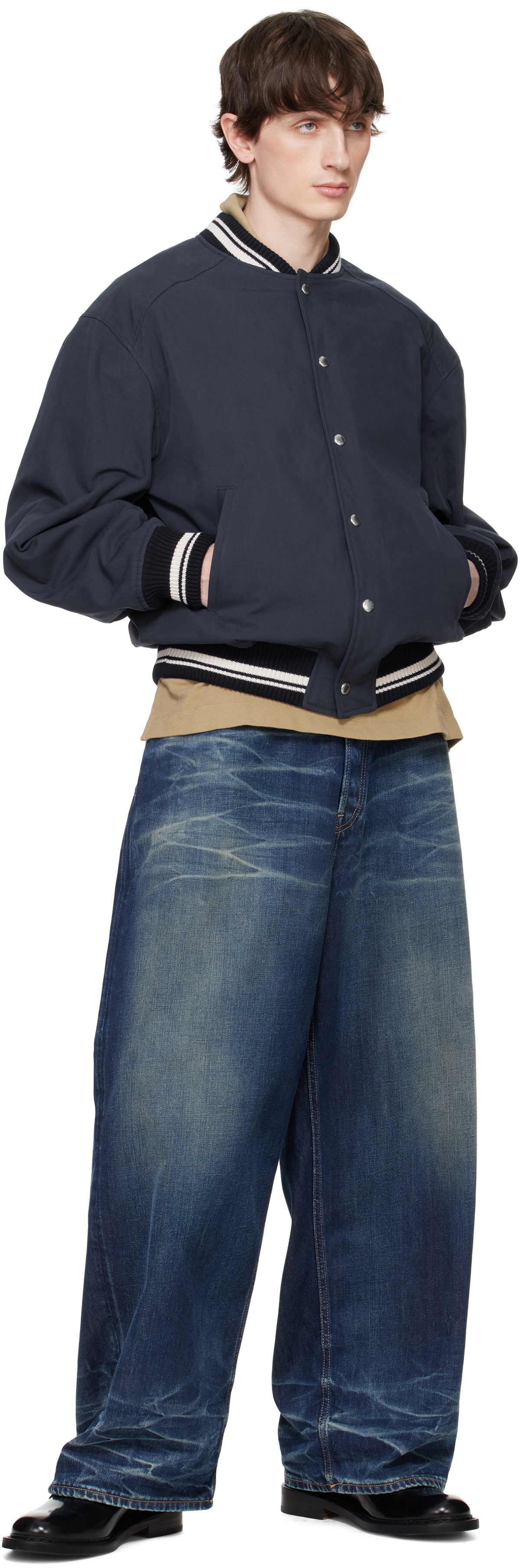 Maison Kitsuné Navy Teddy Bomber Jacket