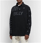 BILLY - Denim-Trimmed Printed Cotton-Jersey Rugby Shirt - Black