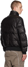 Parajumpers Black Alf Leather Puffer Jacket