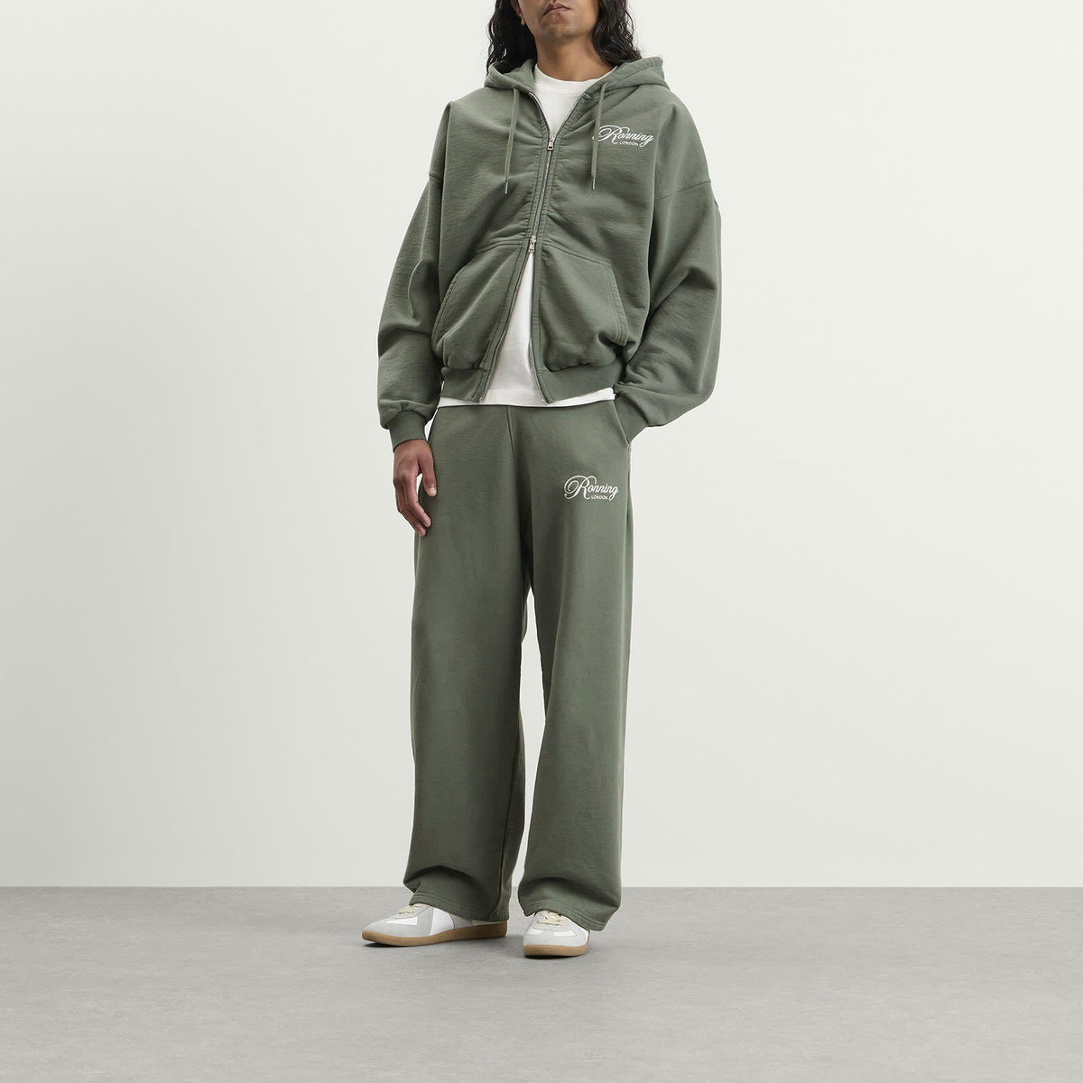 END. x Ronning Men's Zip Hood in Sage Green