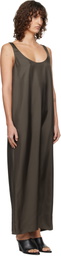 Róhe Brown Silk Scoop-Neck Maxi Dress