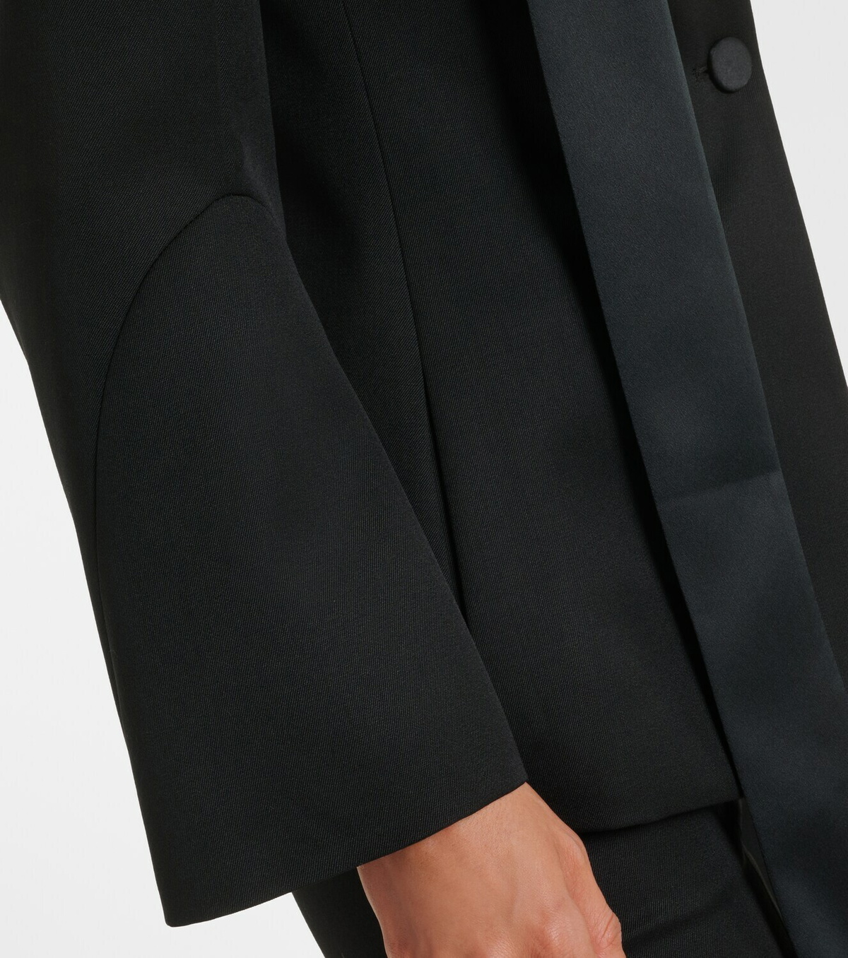The Attico Satin-trimmed virgin wool blazer