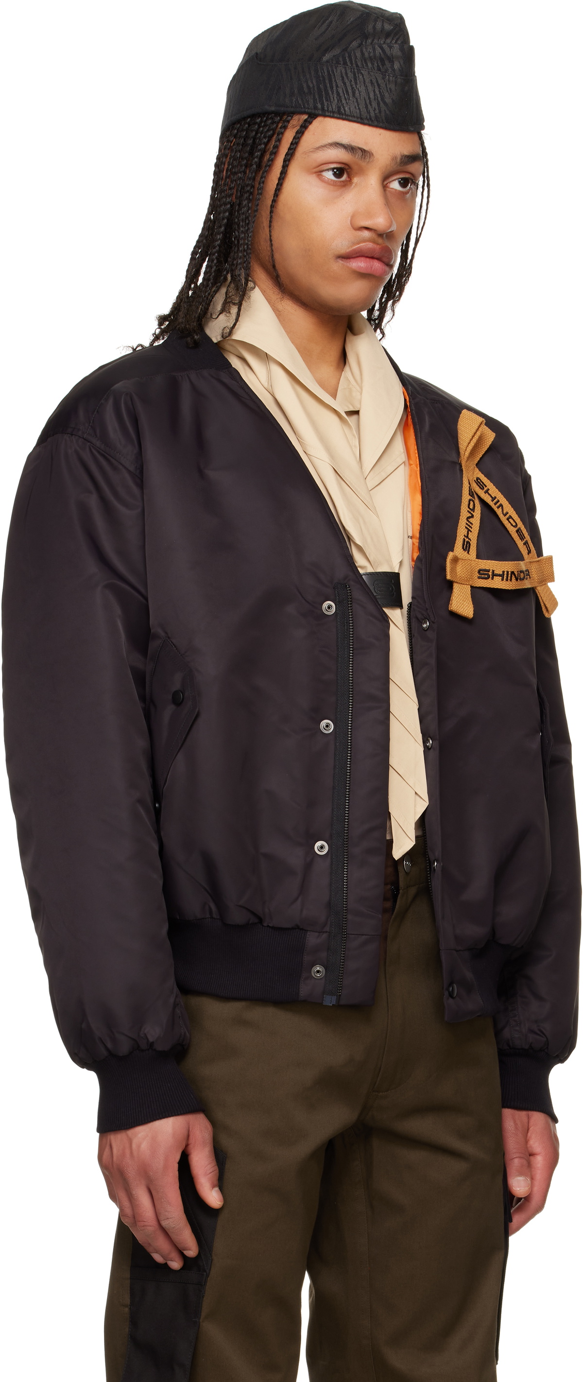 Olly Shinder Black V Bomber Jacket