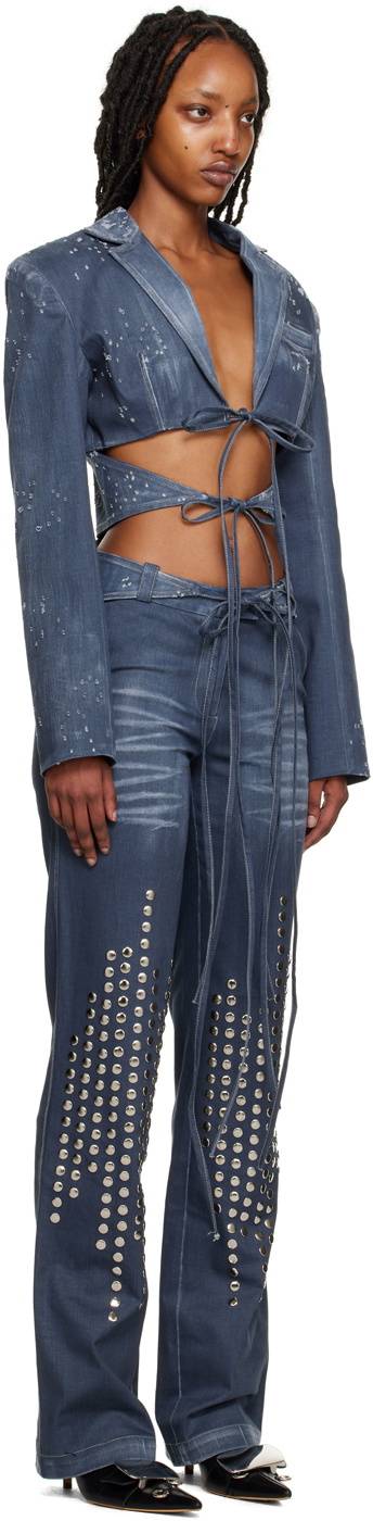 Lado Bokuchava Indigo Distressed Shibari Blazer