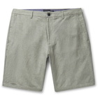 CLUB MONACO - Maddox Pinstriped Linen and Cotton-Blend Shorts - Green