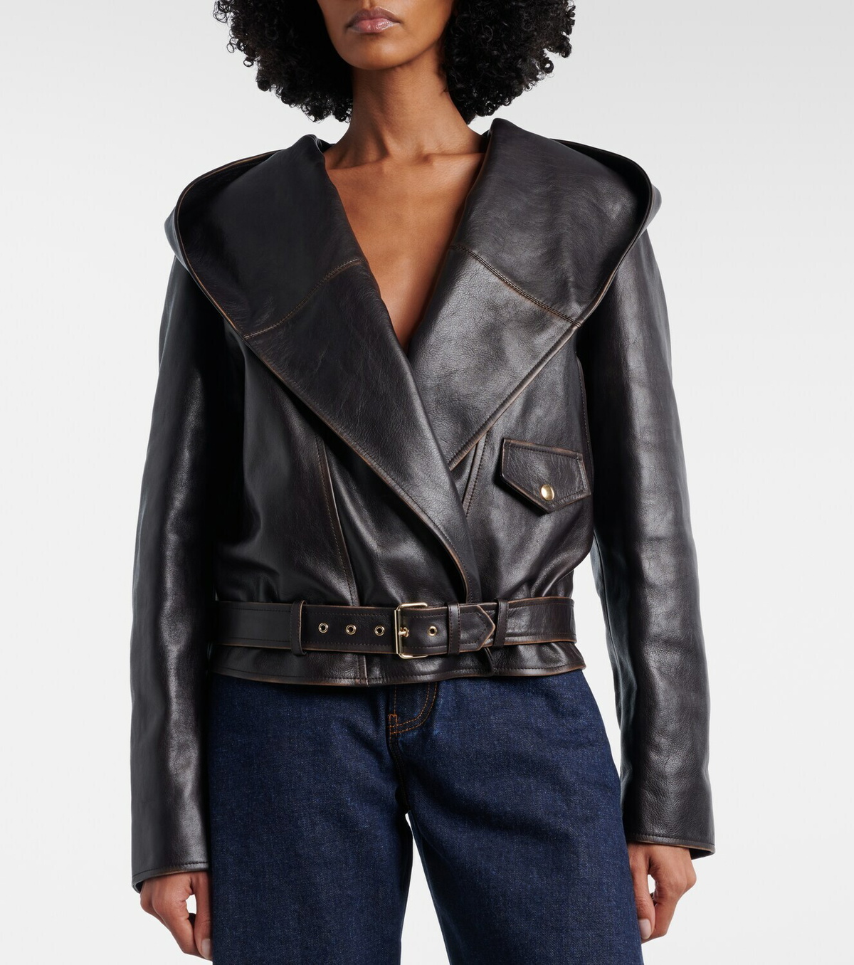 Alaïa Hooded leather biker jacket