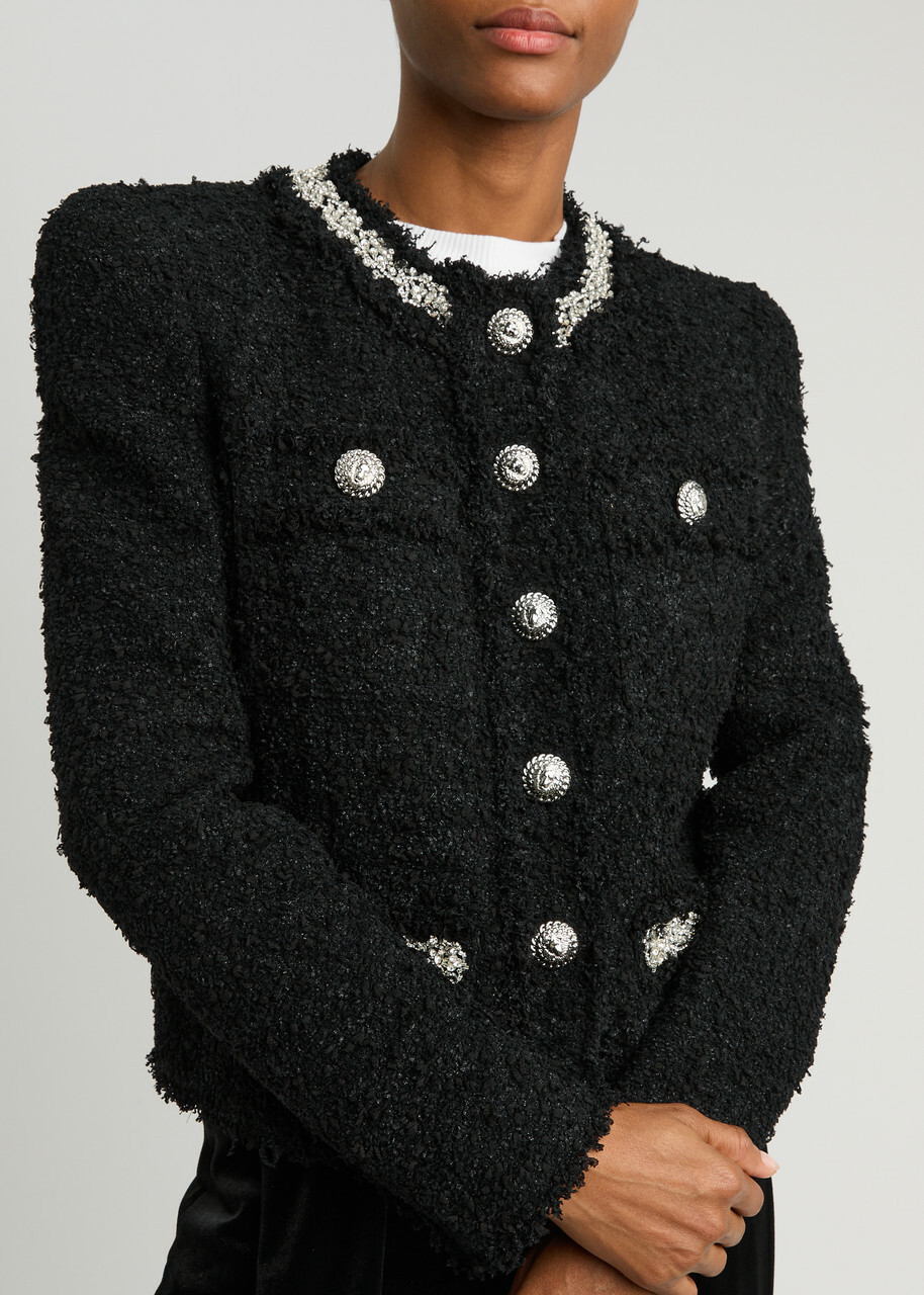 Balmain Embellished Bouclé Tweed Jacket Black Balmain