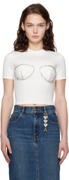 AREA White Crystal Bustier Cup T-shirt