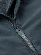 C.P. Company - Logo-Appliquéd Garment-Dyed 50 Fili Hooded Jacket - Blue