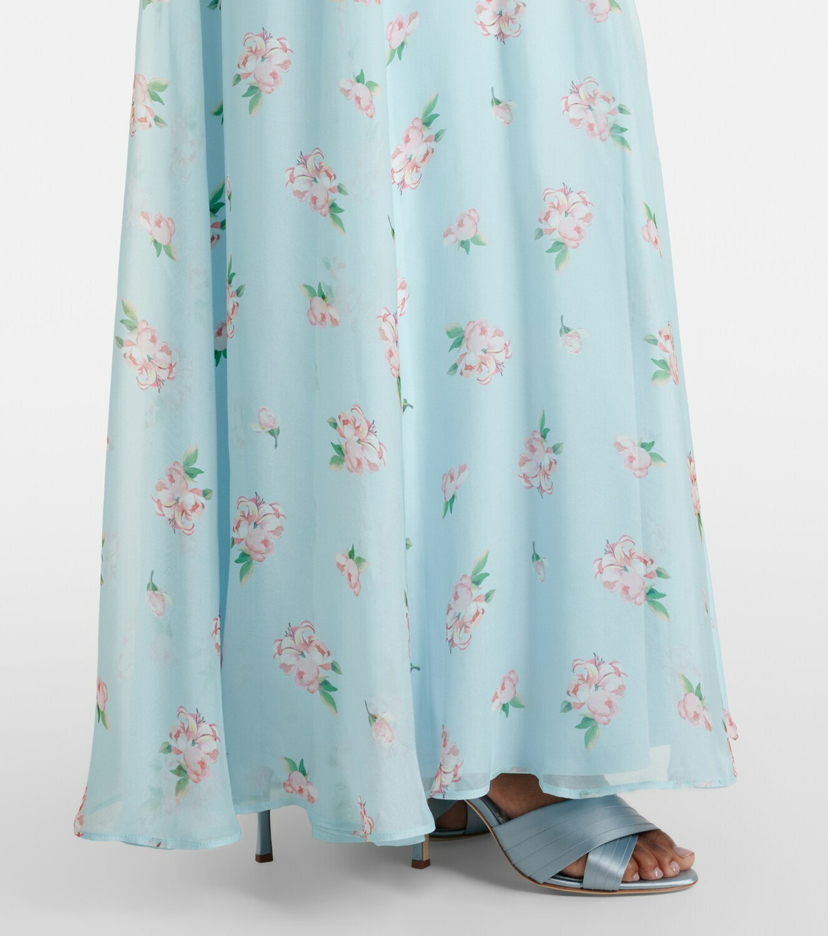 Leo Lin Lilith bow-detail floral chiffon maxi dress