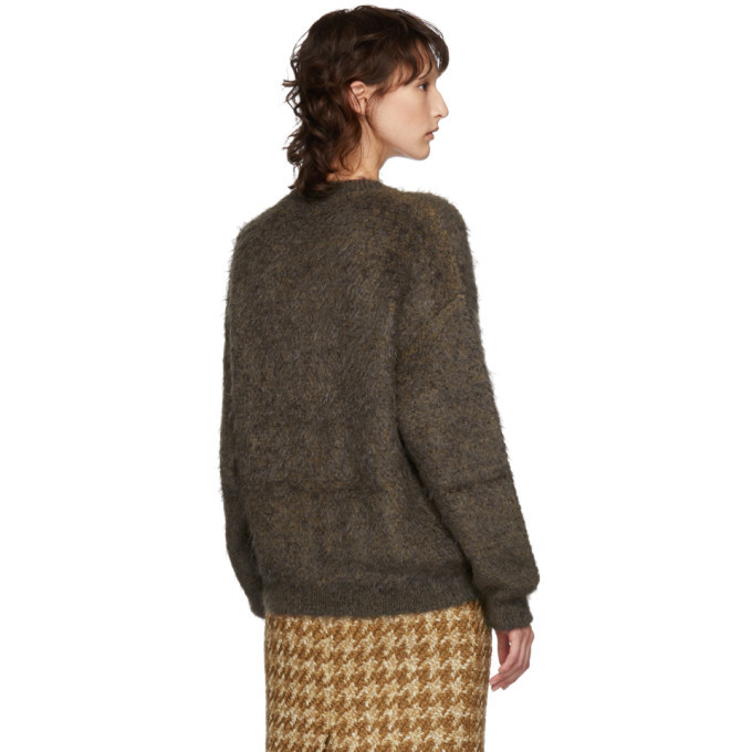 Miu Miu Brown Mohair V-Neck Sweater Miu Miu