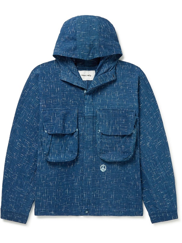 Photo: Story Mfg. - Forager Embroidered Organic Cotton Hooded Jacket - Blue