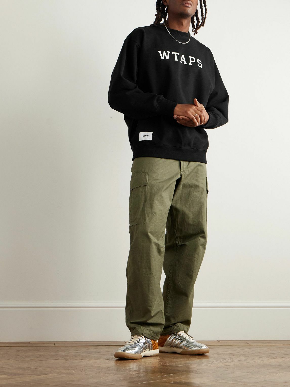 WTAPS - Academy Logo-Print Appliquéd Cotton-Jersey Sweatshirt