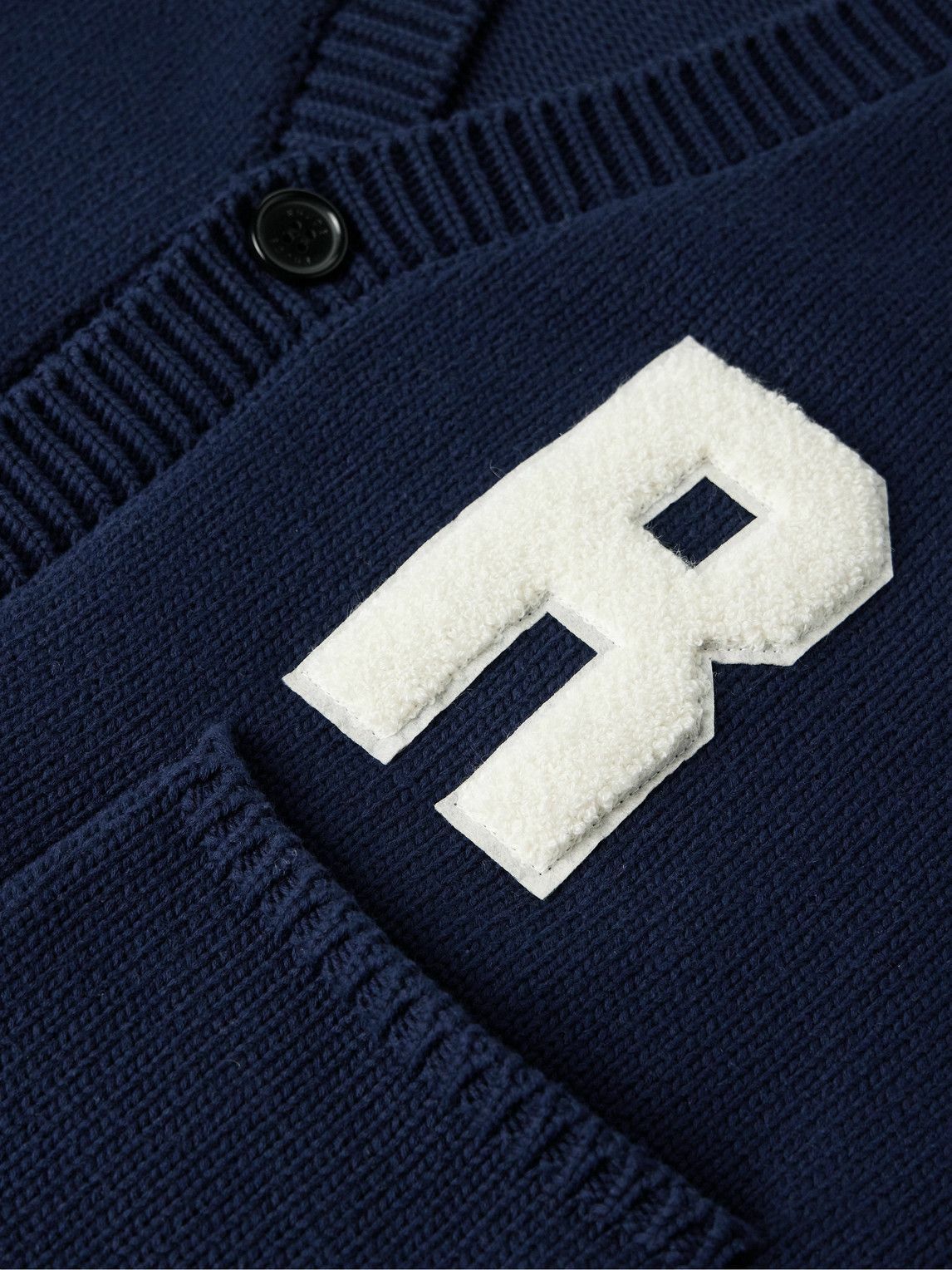 Rhude - Logo-Appliquéd Intarsia-Knit Cotton Cardigan - Blue