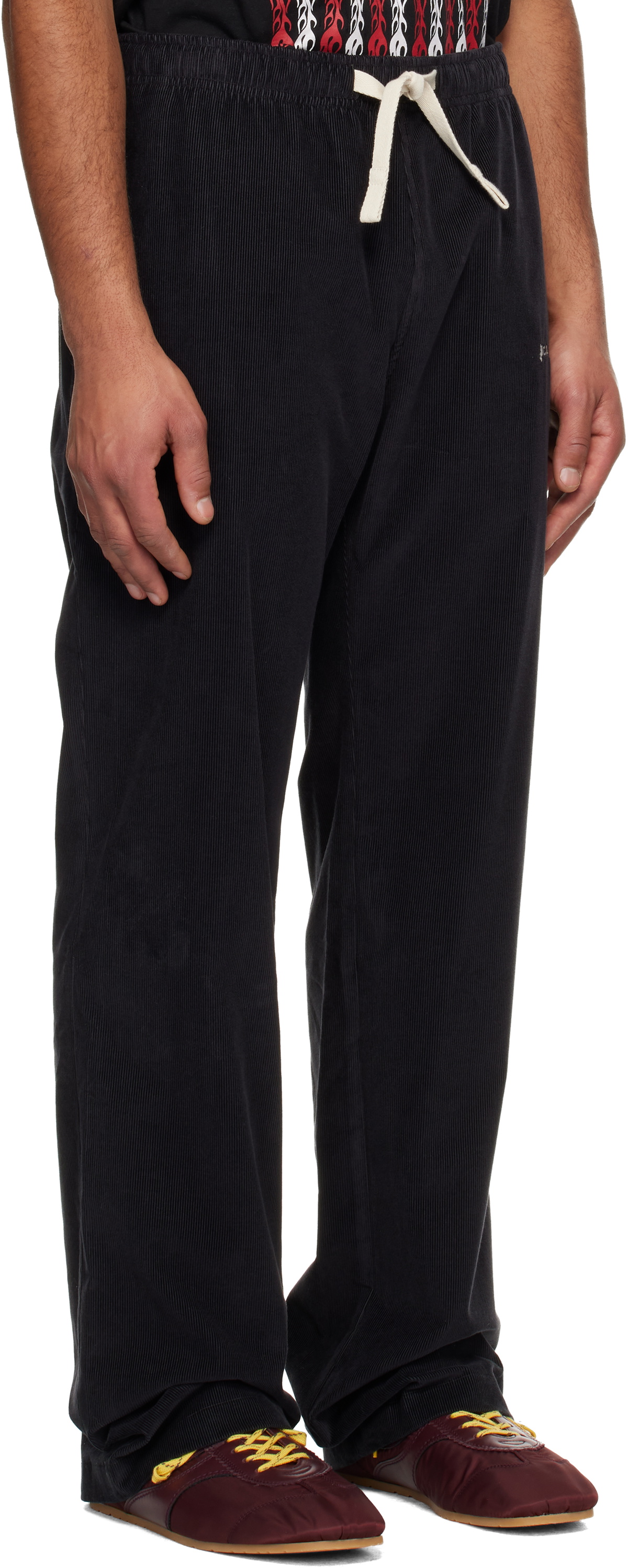 Palm Angels Black Classic Logo Cord Travel Trousers