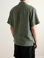 James Perse - Convertible-Collar Garment-Dyed Linen Shirt - Green